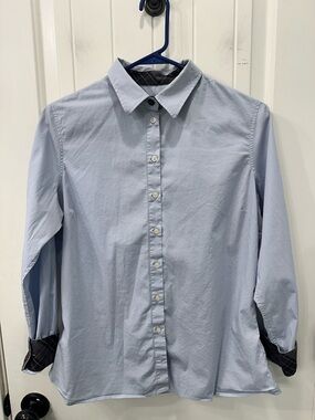 Barbour Cramlington Winter Tartan Button Down Shirt Blue 10 Coastal Preppy Chic